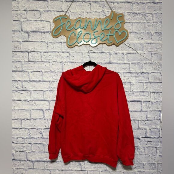 Vintage 90’s Marlboro Logo Red Drawstring Hoodie Sweatshirt Size L - Picture 3 of 13